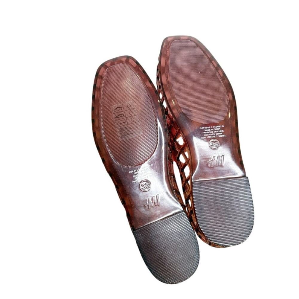 NWT H&M Burgundy Lattice Jelly Flats US 7 - Picture 3 of 3